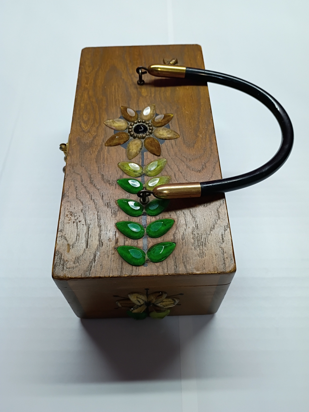 Mira Flores Brown Wooden Box with Floral Accent - Picture 3 of 15